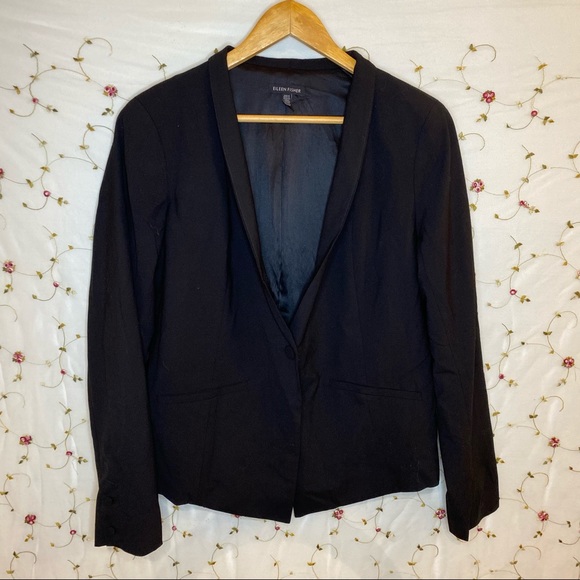 Eileen Fisher Jackets & Blazers - Eileen Fisher Black Wool Blend Blazer Jacket